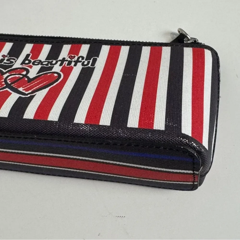 Brighton Life is Beautiful Striped Heart Cosmetics Pouch